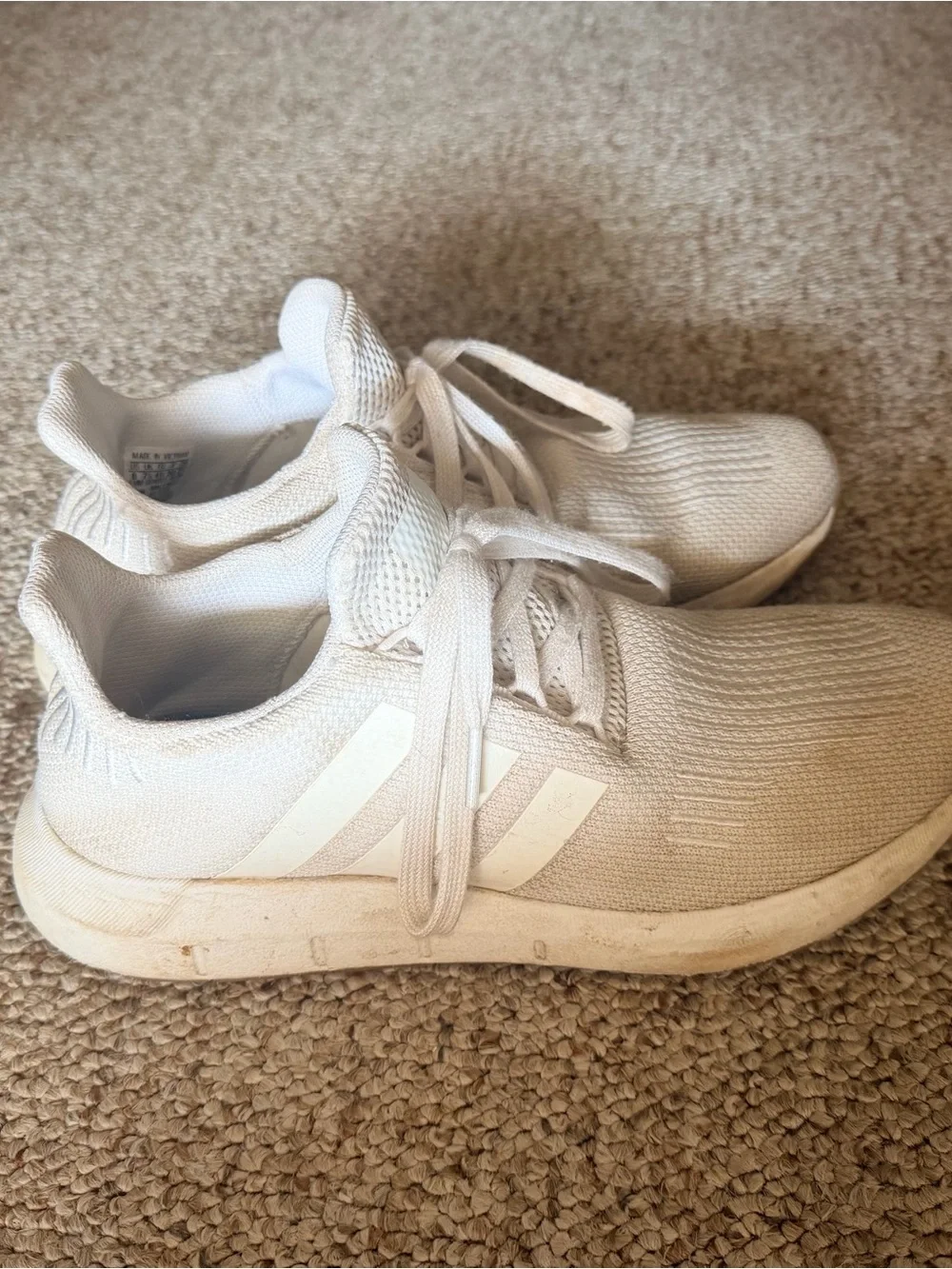 adidas Cream/Off-White Knit Athletic Sneakers